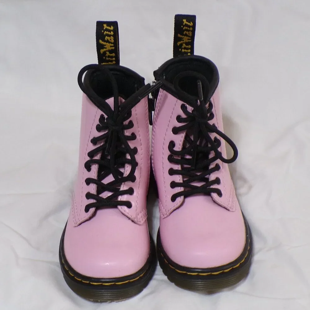 DR, MARTENS 1460 SOFTY ( T ) PALE PINK TODDLER ZIPPERED BOOTS
